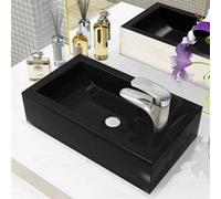 vidaXL Lavabo rectangulaire céramique avec trou de robinet Noir 46 x 25,5 x 12 cm
