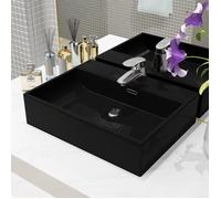 vidaXL Lavabo avec trou pour robinetterie Céramique noire 51,5x38,5x15 cm