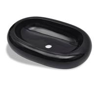 vidaXL Lavabo ovale en céramique 630x420 mm Noir