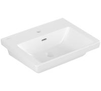 Vasque Villeroy & Boch Subway 3.0, 1 trou pour robinetterie, avec trop-plein, compatible avec une robinetterie 3 trous, face inférieure polie, 550x440mm, 4A70F4RW, Couleur: Blanc pierre CéramiquePlus