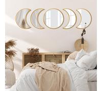 VASUHOME Miroir Phase de Lune - 100% Verre - Décoration Murale bohème - Design Naturel scandinave pour Maison, Salon, Chambre à Coucher - Réfléchissant la lumière Naturelle - Améliore l'humeur - Doré