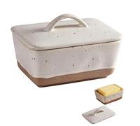 Vauki Beurrier Porcelaine avec Couvercle Étanche, Boîte à Fromage Conservation Fraîcheur, Résistant Lave-Vaisselle, Accessoire Cuisine Élégant pour Beurre et Produits Laitiers