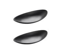 Vauki Lot de 2 bols à clés noirs - 18,4 x 10,2 x 3,6 cm - Plateau décoratif ovale - Plateau décoratif pour couloir - Plateau cosmétique - Bol à bijoux - Bol à clés dans l'entrée