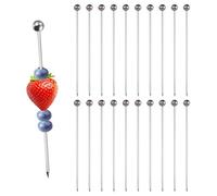 Vauki Lot de 20 brochettes à cocktail en acier inoxydable et pics à fromage, réutilisables, pour amuse-bouches, fruits, fromage, cocktails et punch - Accessoire élégant pour les fêtes et la maison
