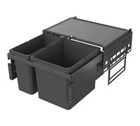 VAUTH-SAGEL Envi Space Poubelle encastrable à 2 compartiments, entièrement extensible, avec amortissement et auto-alimentation intégrée, 1 x 16 l et 1 x 29 l, plastique gris lave