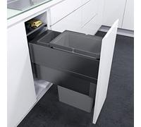 VAUTH-SAGEL Envi Space XX Pro Poubelle encastrable avec fixation avant, pour cuisine, avec amortisseur et fermeture automatique, bac de 32 l, en plastique/acier, gris lave