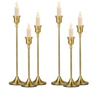 Vautvis Chandelier Bougeoir Dorés, Lot De 6 Chandelier Doré Noel, Bougies Détenteurs, 19,5/23,3/27,2 CM, Porte Bougie, Bougeoir Noel Decoration, Deco De Table Mariage Maison