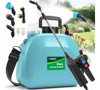 VAXMAY Pulvérisateur électrique de jardin à piles de 7,8 litres, avec 3 vitesses réglables, indicateur de batterie, 4 buses de brume, poignée rechargeable, baguette rétractable, bandoulière pour