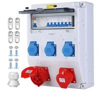 VAYALT Coffret Électrique de Chantier 230V, 3x16A Schuko+ 16 A/32 A CEE avec Disjoncteur et Protection FI, Boîtier étanche IP67, Coffret de Chantier pour Ateliers，Répartiteur mural pré-câblé