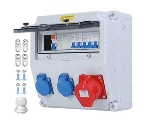 VAYALT Tableau Électrique 16A, Coffret Électrique de Chantier 230V, 2x16A Schuko+ 400V CEE avec Disjoncteur et Protection FI, Boîtier étanche IP67,Coffret de Chantier-Répartiteur mural pré-câblé