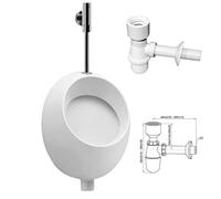 VBChome A50132 Set Urinal Zulauf haut de gamme en céramique moderne avec bac à poussière vertical Pissoir Pico et siphon Blanc