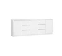 VBChome Commode 120 x 35 x 75 cm/80 x 35 x 75 cm, 3 portes, 6 tiroirs, blanche, sans poignée, armoire multi-usages, pour couloir, chambre et salon