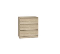 VBChome Commode à 3 tiroirs - 70 x 40 x 77 cm - Chêne Sonoma - Sans poignée - Multifonction - Pour couloir, chambre à coucher, salon, chambre d'enfant - Moderne - Chêne Sonoma