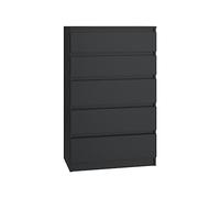 VBChome Commode à 5 tiroirs - 70 x 40 x 110 cm - Noir - Sans poignée - Multifonction - Pour couloir, chambre à coucher, salon, chambre d'enfant - Moderne - Noir