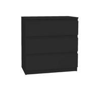 VBChome Commode Noire 80 cm avec Trois tiroirs, façades sans poignée, Montage Facile, Design Moderne