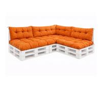 VBChome Coussins pour palettes 120 x 80, 120 x 40 et 70 x 40 cm - Meubles en palettes Euro, coussins pour palettes, jardin, balcon - 12 couleurs, rembourrage en flocons de mousse - Orange - Lot de 7