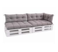 VBChome Coussins pour palettes 120 x 80, 120 x 40 et 70 x 40 cm - Meubles en palettes Euro, coussins pour palettes, jardin, balcon - 12 couleurs, rembourrage en flocons de mousse, gris - Lot de 5