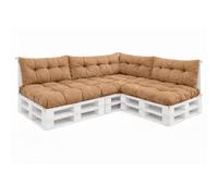 VBChome Coussins pour palettes 120 x 80, 120 x 40 et 70 x 40 cm - Meubles en palettes Euro, coussins pour palettes de jardin - 12 couleurs, rembourrage en flocons de mousse, marron clair - Lot de 7 pi
