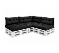 VBChome Coussins pour palettes 120 x 80, 120 x 40 et 70 x 40 cm pour palettes Europe, meubles, support de palette, jardin – 12 couleurs, rembourrage en flocons de mousse, noir – lot de 7 pièces