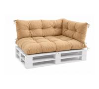 VBChome Coussins pour palettes 120 x 80, 120 x 40 et 70 x 40 cm pour palettes Europe, meubles, support de palette, jardin – 12 couleurs, rembourrage en flocons de mousse, beige, lot de 3