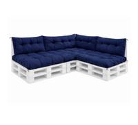 VBChome Coussins pour palettes 120 x 80, 120 x 40 et 70 x 40 cm pour palettes Europe, meubles, support de palette, jardin – 12 couleurs, rembourrage en flocons de mousse, bleu marine – lot de 7 pièces