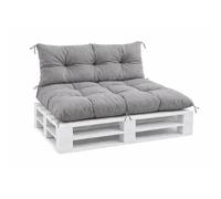 VBChome Coussins pour palettes 120 x 80 et 120 x 40 cm pour palettes Euro, mobilier, support de palette, jardin, balcon, 12 couleurs, rembourrage en flocons de mousse, gris, lot de 2