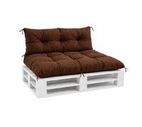 VBChome Coussins pour palettes 120 x 80 et 120 x 40 cm pour palettes Europe, meubles, support de palette, jardin, balcon, 12 couleurs, rembourrage en flocons de mousse, marron, lot de 2