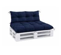 VBChome Coussins pour palettes 120 x 80 et 120 x 40 cm pour palettes Europe, meubles, support de palette, jardin, balcon, 12 couleurs, rembourrage en flocons de mousse, bleu marine, lot de 2