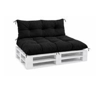 VBChome Coussins pour palettes 120 x 80 et 120 x 40 cm pour palettes Europe, meubles, support de palette, jardin, balcon, 12 couleurs, rembourrage en flocons de mousse, noir, lot de 2