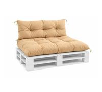 VBChome Coussins pour palettes 120 x 80 et 120 x 40 cm pour palettes Europe, meubles, support de palette, jardin, balcon, 12 couleurs, rembourrage en flocons de mousse, beige, lot de 2