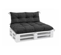 VBChome Coussins pour palettes 120 x 80 et 120 x 40 cm pour palettes Europe, mobilier, support de palette, jardin, balcon, 12 couleurs, rembourrage en flocons de mousse, graphite, lot de 2
