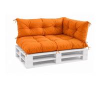 VBChome Coussins pour palettes 120x80, 120x40 et 70x40 cm - Meubles pour palettes Europe, coussins pour palettes, jardin, balcon - 12 couleurs, rembourrage en flocons de mousse - Orange - Lot de 3