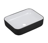 VBChome Lavabo rectangulaire en céramique, 50 x 40 cm, noir et blanc, pour invités