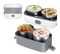 VBESTLIFE Boîte à Déjeuner électrique pour Adultes, Chauffe-Aliments Chauffant Portable, Boîte à Aliments à Chauffage Rapide à Double Couche pour la Maison, la Voiture, L'école et les (Prise UE 220V)