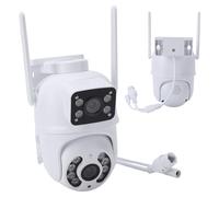 VBESTLIFE Caméra de sécurité Extérieure, Double Objectif 4 MP, PTZ Fixe de 2,8 Mm, Vue à 355° avec Suivi Automatique, Conversation Bidirectionnelle, Détection Humaine AI, Vision Nocturne, (Prise UE)