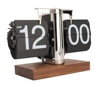 VBESTLIFE Horloge de Bureau à Rabat, Horloge de Table à Rabat Automatique Rétro Vintage, Horloge Alimentée par Batterie à Grand Nombre pour la Décoration de la Maison et du Bureau (Acier