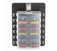 VBESTLIFE Kit de Boîte à Fusibles à Lame 12 Voies avec Indicateurs LED, 100 A 32 V DC, Couvercle Transparent PBT, 24 Fusibles pour Voiture, Camion, Bateau Marin