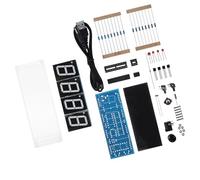 VBESTLIFE Kit de Bricolage d'horloge Numérique LED à 4 Chiffres, Kit d'horloge électronique avec Affichage Automatique de la Température du Temps, Grand Réveil à écran LED pour la Maison (Rouge)