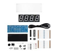 VBESTLIFE Kit de Bricolage Horloge LED Numérique à 4 Chiffres, Affichage Automatique de la Température du Temps, Contrôle de la luminosité, Alarme pour Mur de Bureau à Domicile (Rouge)