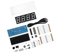 VBESTLIFE Kit de Bricolage Horloge LED Numérique à 4 Chiffres, Affichage Automatique de la Température du Temps, Contrôle de la luminosité, Alarme pour Mur de Bureau à Domicile (White)