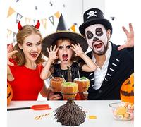 VBESTLIFE Porte-bol à Collation en Résine Citrouille, Bols d'halloween sur Balai avec 3/6 Tasses pour Servir des Collations, Décoration de Fête Intérieure et Extérieure (#1)