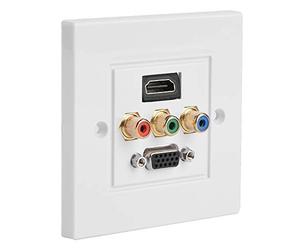 VBESTLIFE Prise Murale HDMI VGA 3 en 1 Prise Électrique Audio-Vidéo Intégrée pour Une Connexion Pratique