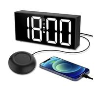 VBESTLIFE Réveil Fort avec Shaker de Lit, Réveil Vibrant pour Dormeurs Lourds, Malentendants, Sourds, Adolescents, Double Alarme avec Grand écran LED de 7,4 Pouces, Snooze