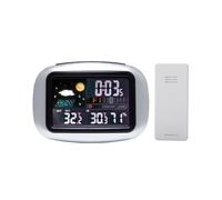 VBESTLIFE Station Météo sans Fil, Thermomètre et Hygromètre Numérique à Affichage Couleur avec Horloge, pour Pièce Intérieure et Extérieure, Bureau à Domicile, Serre