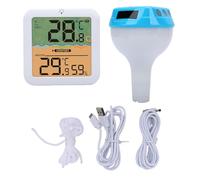VBESTLIFE Thermomètre de Piscine Numérique Solaire, Thermomètre à Eau Flottant sans Fil avec Lumière RVB et Affichage Clair, pour la Surveillance de la Température et de l'humidité de la (mer bleue)