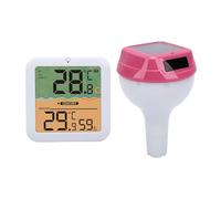 VBESTLIFE Thermomètre de Piscine Numérique Solaire, Thermomètre à Eau Flottant sans Fil avec Lumière RVB et Affichage Clair, pour la Surveillance de la Température et de l'humidité de la (rouge)