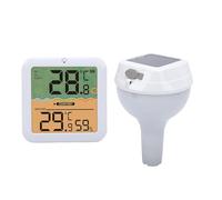 VBESTLIFE Thermomètre de Piscine Numérique Solaire, Thermomètre à Eau Flottant sans Fil avec Lumière RVB et Affichage Clair, pour la Surveillance de la Température et de l'humidité de la (WHITE)