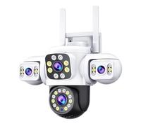 VBESTLIFE Triple Lens WiFi PTZ Security Camera, Three Lenses Security Camera Outdoor, 1080p 360 ° View No Blind Bern, Auto Tracking, 2 Voies Audio (Prise UE)