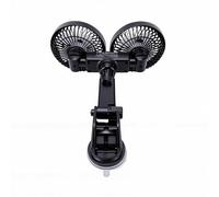 VBESTLIFE Ventilateur de Voiture, Ventilateur de Refroidissement de Voiture à Double Tête avec Batterie de 3600 MAh, de Rechargeable pour Camion RV SUV, Réglable à 360 Degrés avec Ventouse (BLACK)