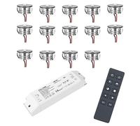 VBLED® Lot de 14 mini spots LED encastrables 3 W IP65 protégés contre l'eau - 700 mA 190 lm blanc chaud (3000 K) (Lot de 14 avec bloc d'alimentation sans fil